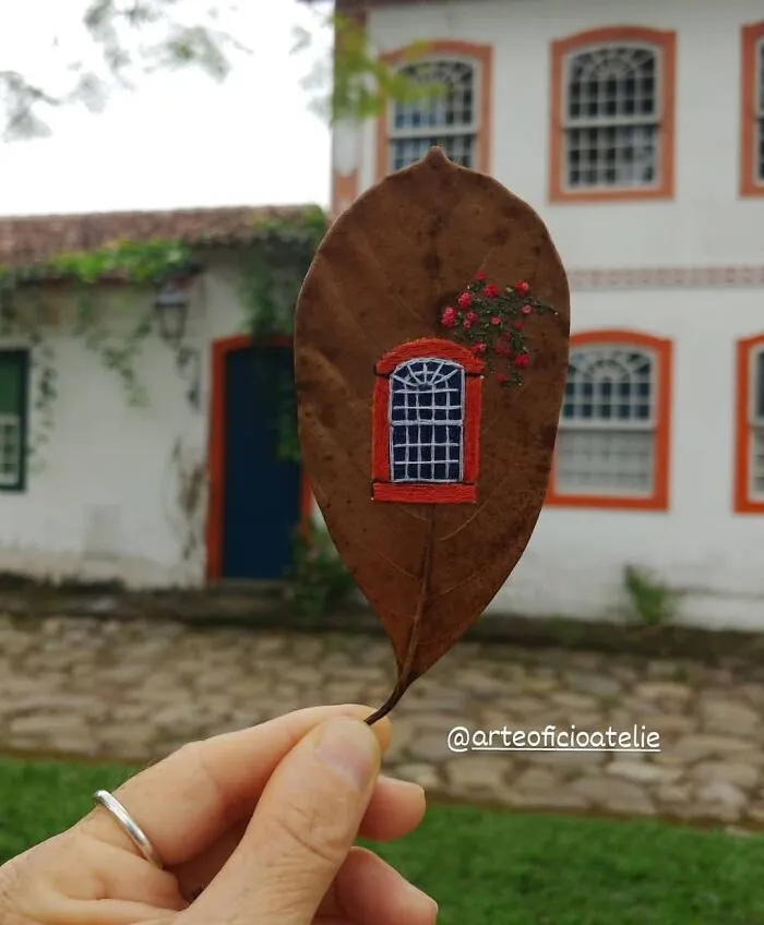 This Brazilian Artist Creates Unique Designs Of Embroidery On Fallen Leaves (109 Pics)