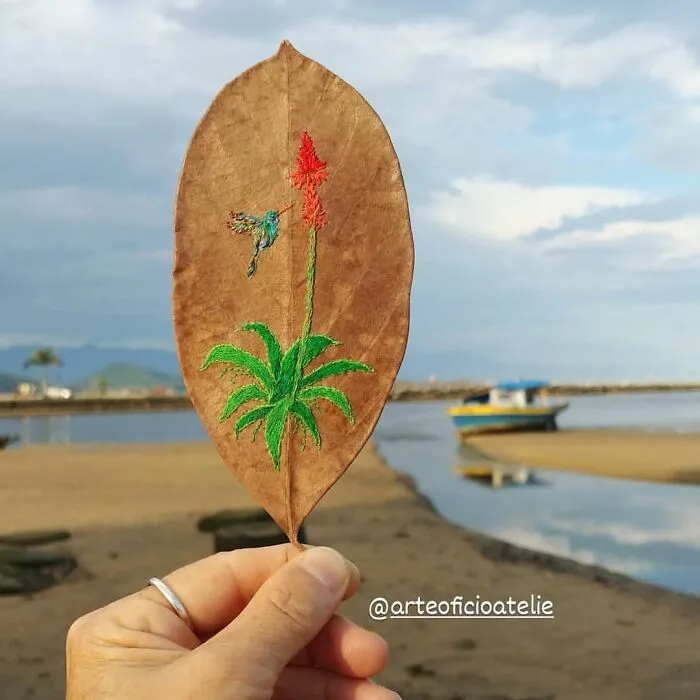 This Brazilian Artist Creates Unique Designs Of Embroidery On Fallen Leaves (109 Pics)