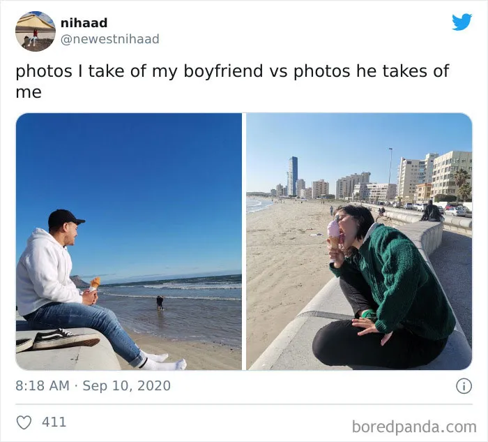 30 Girls Share “Pics I Take Of My Boyfriend Vs. Pics He Takes Of Me” Comparisons (New Pics)