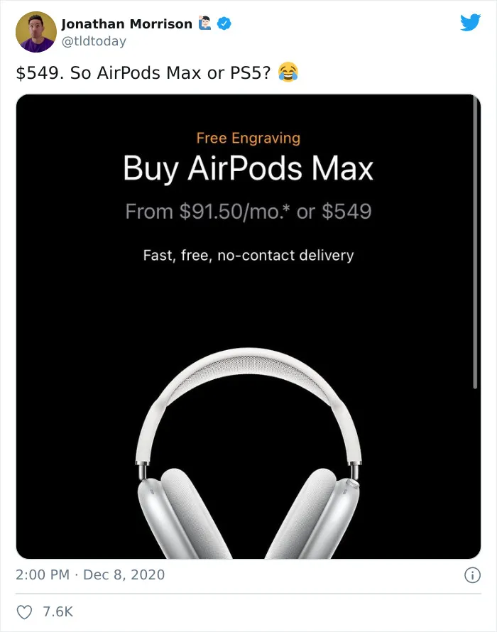 Apple Reveals Its Newest $549 AirPods, The Internet Comes Up With 30 Hilarious Memes And Reactions
