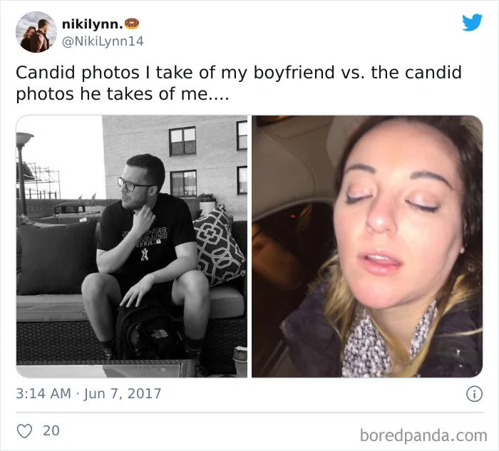 30 Girls Share “Pics I Take Of My Boyfriend Vs. Pics He Takes Of Me” Comparisons (New Pics)