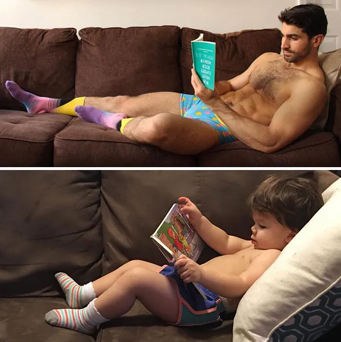 Mom Makes Fun Of Her Model Brother By Having Her Toddler Recreate His Poses, And Result Is Hilariously Adorable (45 New Pics)