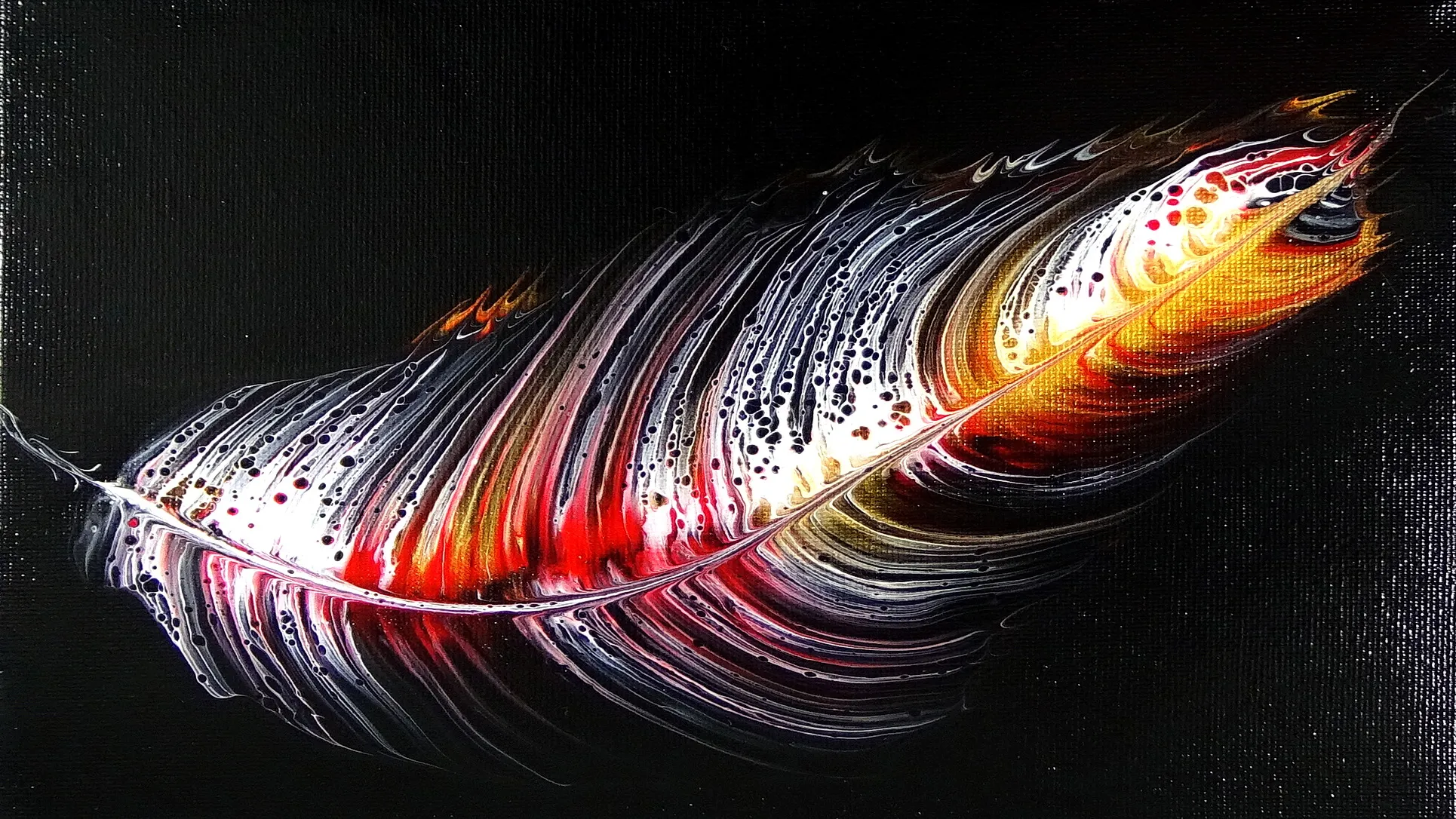 Feather String Pull ~ Acrylic Pouring Technique ~ Fluid Art