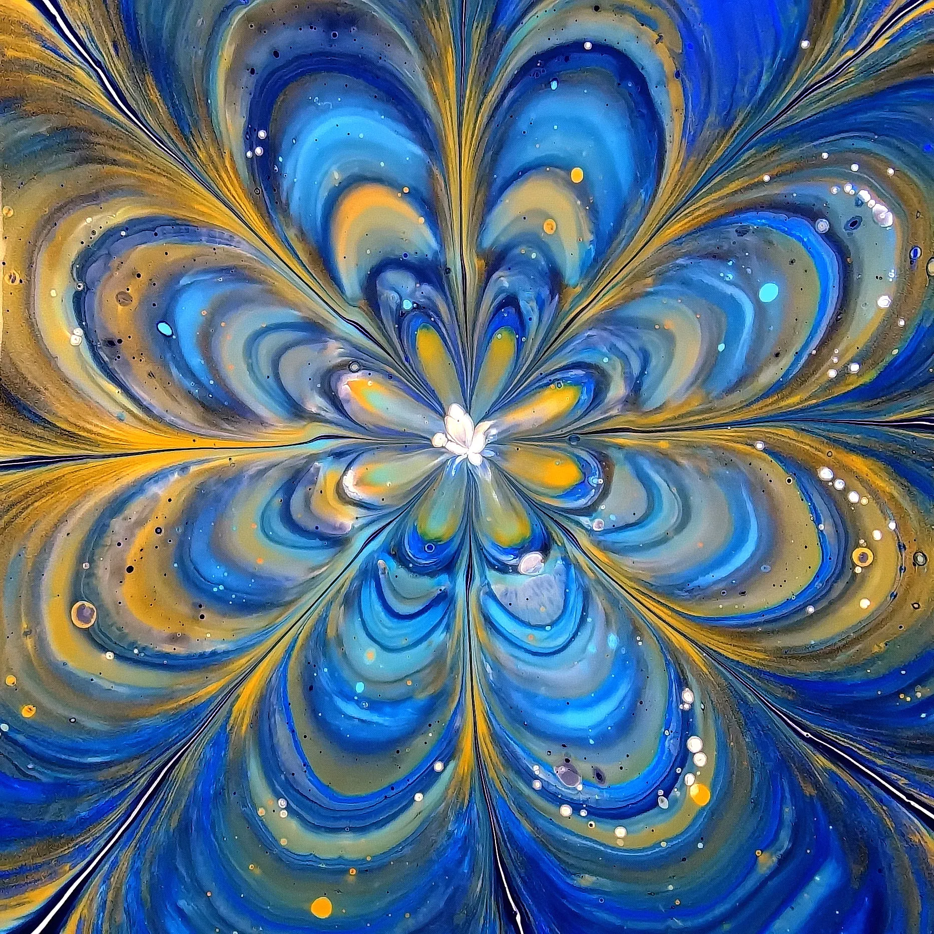 Beautiful Spinning Flower ~ Open Cup Technique ~ Acrylic Pour Painting ~fluid Art