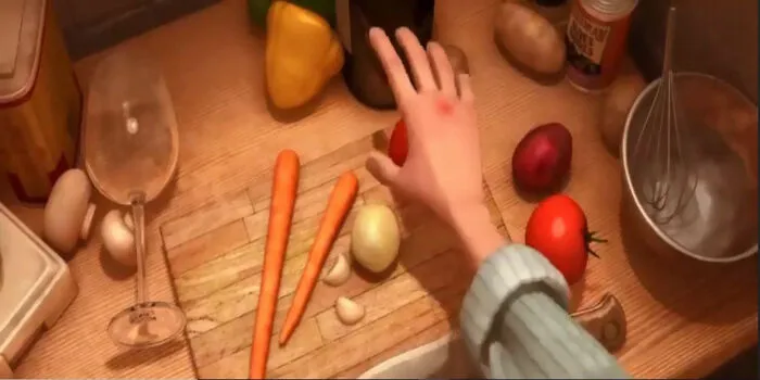 Linguini Has The Bite Mark On His Hand From Where Remy Bit Him, Previously