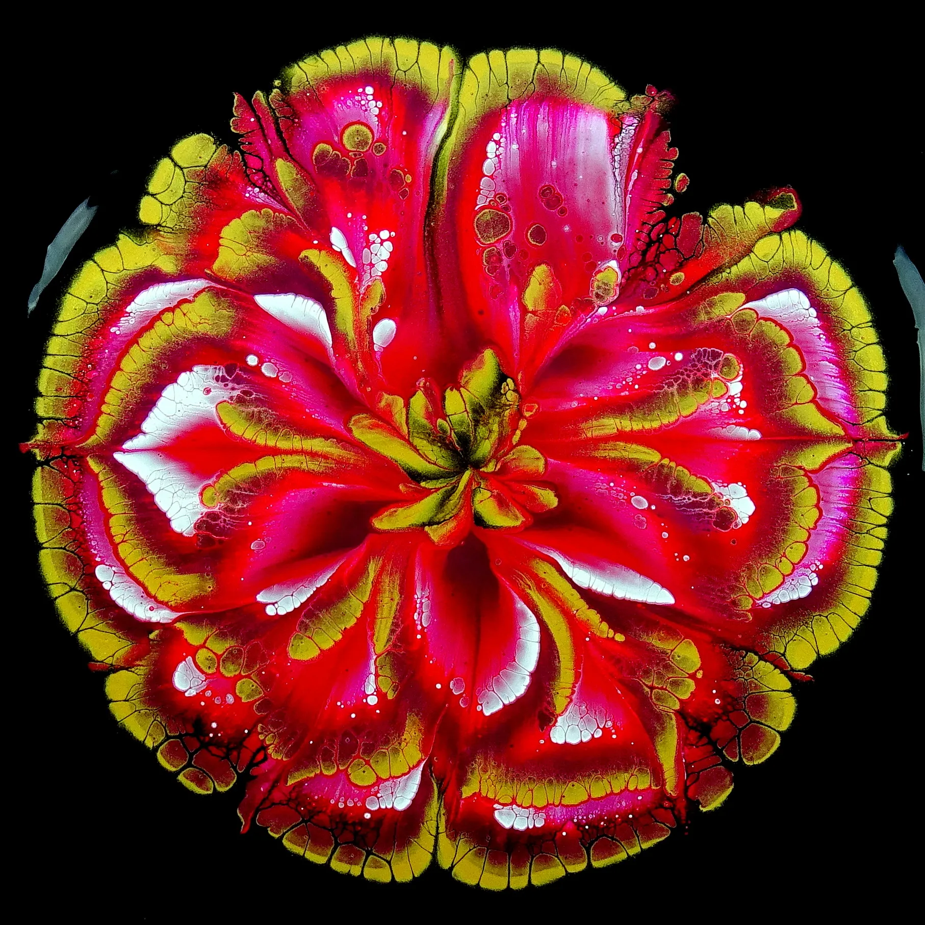 Christmas Flower ~cup Bottom Reverse Flower Dip ~ Acrylic Pour Painting