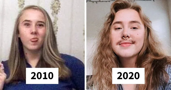 People Share Their Pics For The '2010 Vs. 2020' Challenge, Show What Time Can Do To A Person
