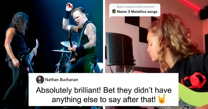 People Mock TikToker For Wearing A Metallica Shirt, Ask Her To "Name 3 Songs" - She Picks Up A Guitar Instead