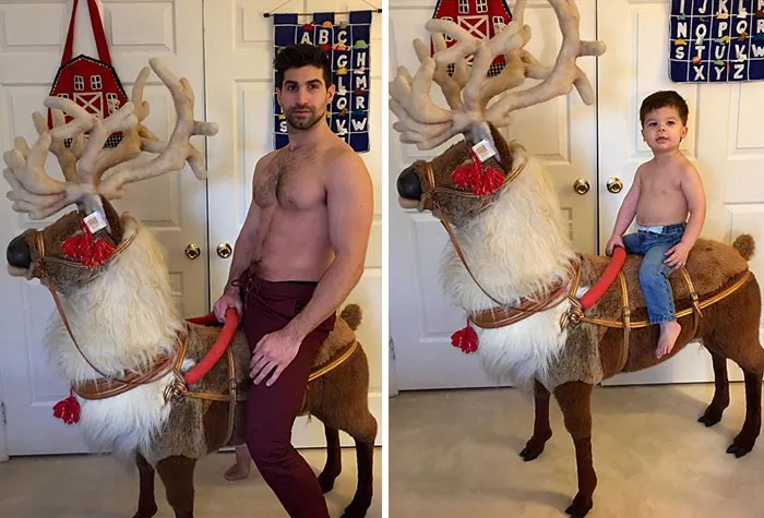 Esta madre sigue burlándose de su hermano modelo haciendo que su bebé recree sus poses con un resultado tan divertido como adorable