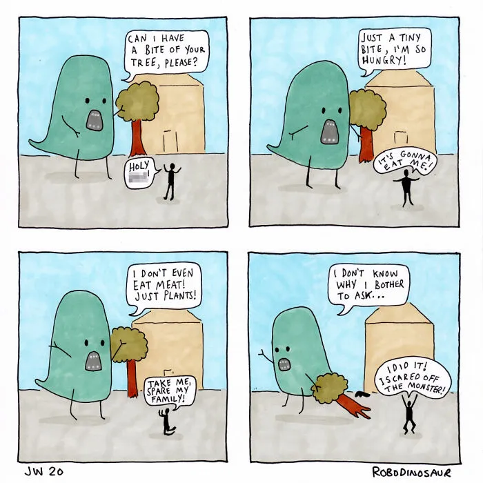 I Make Comics About A Misunderstood Monster That Nobody Likes, So He Sometimes Loses It (10 Pics)