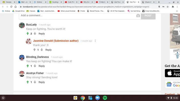 This Was In The Comments When I Wrote About My Toughest Moments That I Had To Overcome. Thank You, Buslady, Blinding_darkness, And Anstryx Fisher!