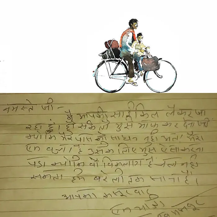 A Man Leaves A Not For His Employer, "I'm Sorry I Have To Steal Your Bicycle, Cause I Have To Get My Handicapped Son Home!