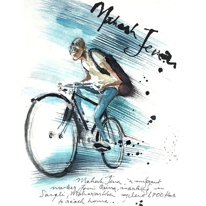 Mangesh Jena, His Young Man Cycled Some 1700kms To Reach Home