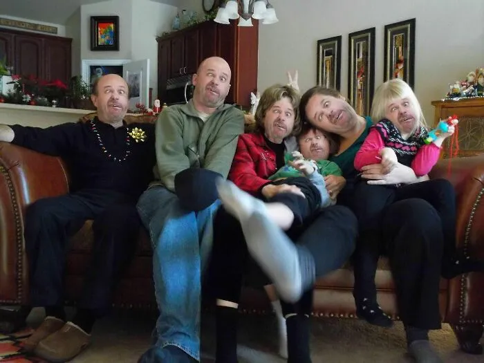 Truly Terrifying. This Was My Family's Goofy Christmas Picture. I Photoshopped My Original Face Onto Everyone.