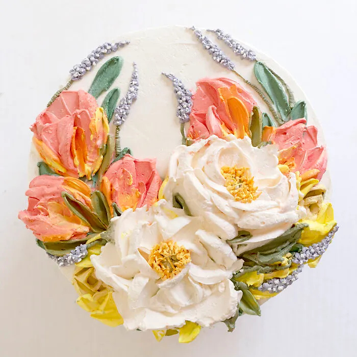 Whipped Cream Peonies And Tulips