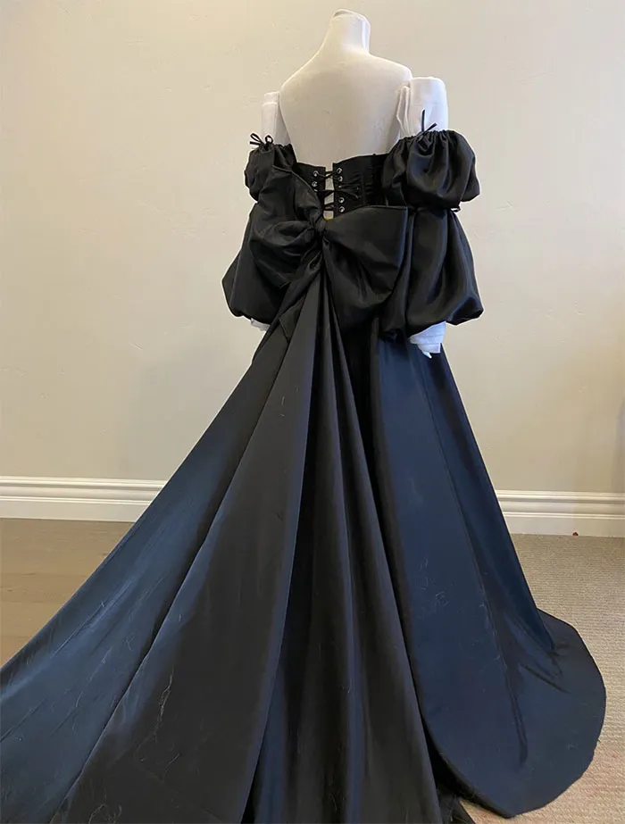 Vestido Negro De Cola De 4,5 Metros