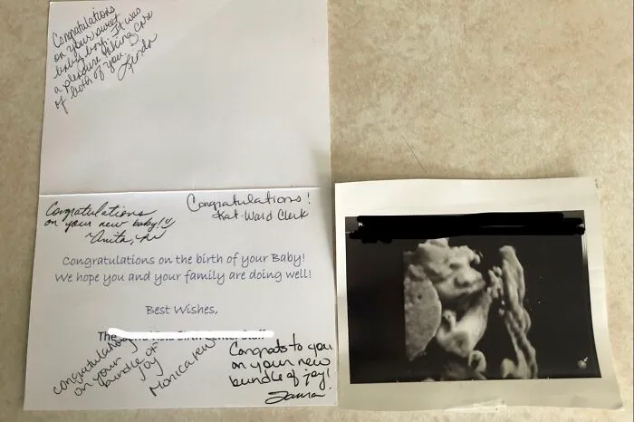 When The Nurses At The Hospital You Give Birth At Mails You The Ultrasound Of Your Baby After You Left It In The Labor Room, Plus Congratulatory Greeting Card!