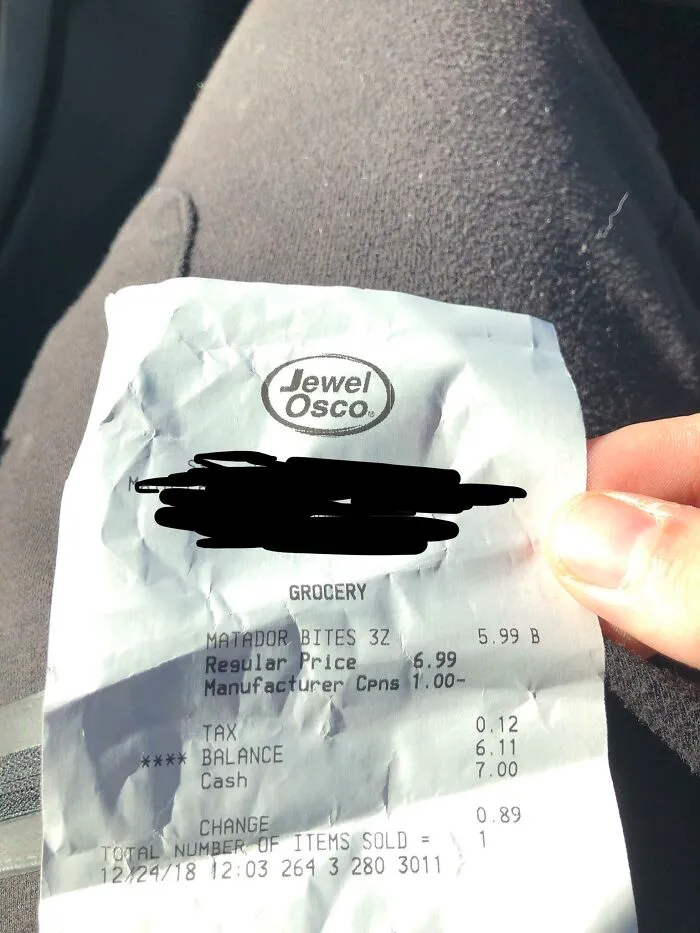 When Your Cashier Gives You A $1 Discount Because That's Exactly How Much You Need For Those Matador Bites