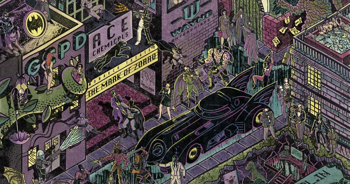 My Digital Illustration Of Batman's Gotham City That's Full Of Easter Eggs
