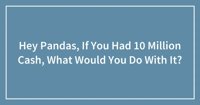 Hey Pandas, If You Had 10 Million Cash, What Would You Do With It? (Closed)