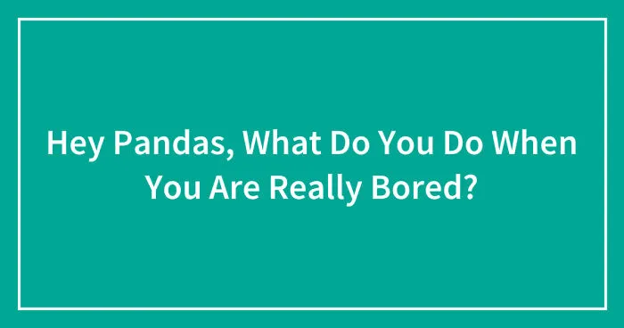 Hey Pandas, What Do You Do When You Are Really Bored? (Closed)