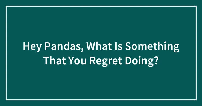 Hey Pandas, What Is Something That You Regret Doing? (Closed)
