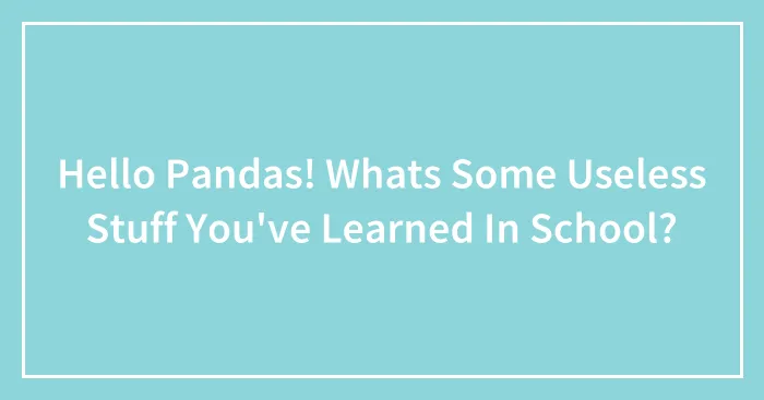 Hello Pandas! Whats Some Useless Stuff You've Learned In School?