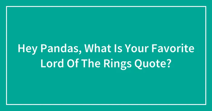 Hey Pandas, What Is Your Favorite Lord Of The Rings Quote?