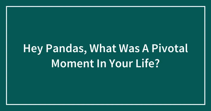 Hey Pandas, What Was A Pivotal Moment In Your Life? (Closed)