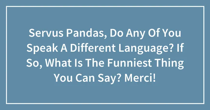 Servus Pandas, Do Any Of You Speak A Different Language? If So, What Is The Funniest Thing You Can Say? Merci! (Closed)