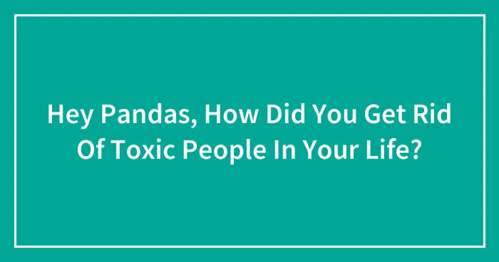 Hey Pandas, How Did You Get Rid Of Toxic People In Your Life? (Closed)