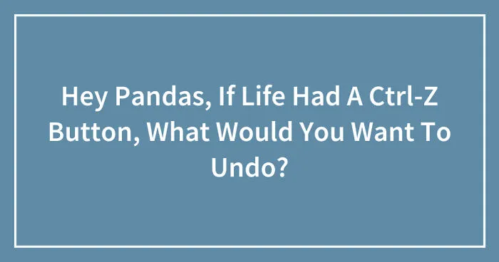 Hey Pandas, If Life Had A Ctrl-Z Button, What Would You Want To Undo? (Closed)