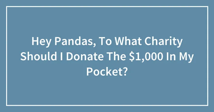 Hey Pandas, To What Charity Should I Donate The $1,000 In My Pocket? (Closed)