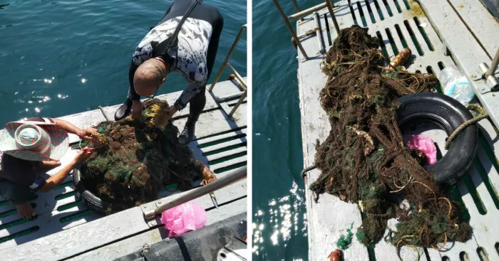 We Removed A Massive Abandoned Fishing Net From A Reef At Our Local Islands