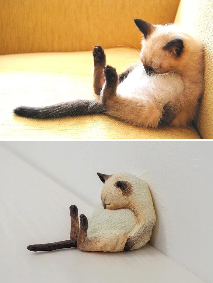 Este artista japonés transforma curiosos momentos de animales en esculturas, y el resultado es divertidísimo (30 fotos nuevas)