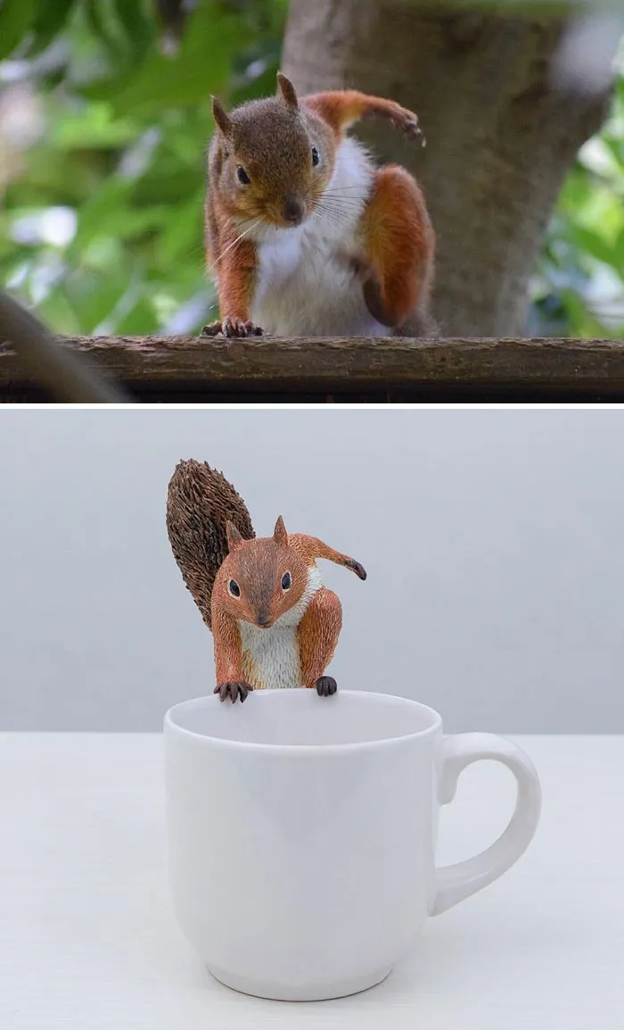 Este artista japonés transforma curiosos momentos de animales en esculturas, y el resultado es divertidísimo (30 fotos nuevas)