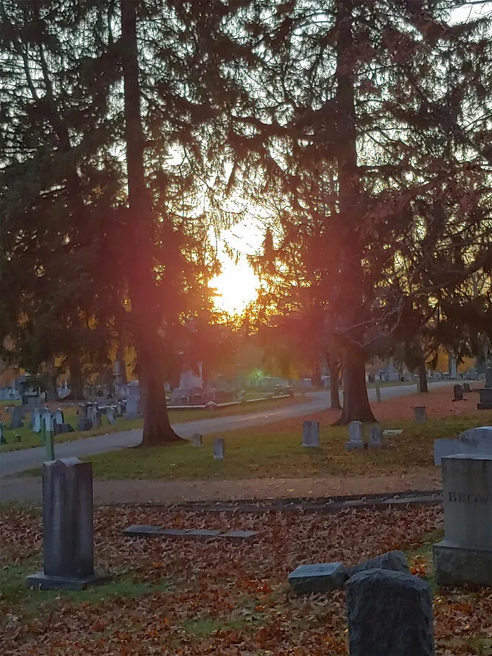 Walking In A Graveyard And Got This Picture... That Green Blob Is There Naturally
