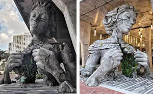 Giant Sculpture Of A Woman Opening Her Chest To Reveal A Fern-Covered Tunnel Appears In Florida