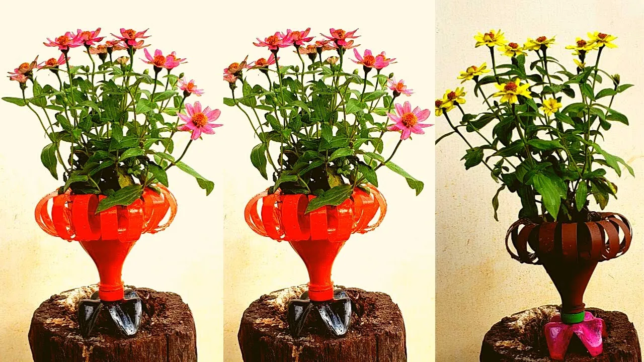 Recycling Old Plastic Bottles Into Beautiful Flowers Pots For Colorful Garden | Craft Yours