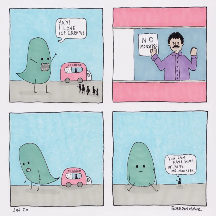 I Make Comics About A Misunderstood Monster That Nobody Likes, So He Sometimes Loses It (10 Pics)