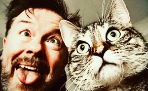 Ricky Gervais Attempts To Foster A Cat But Ends Up Adopting Her And She's Taking Over His Feed