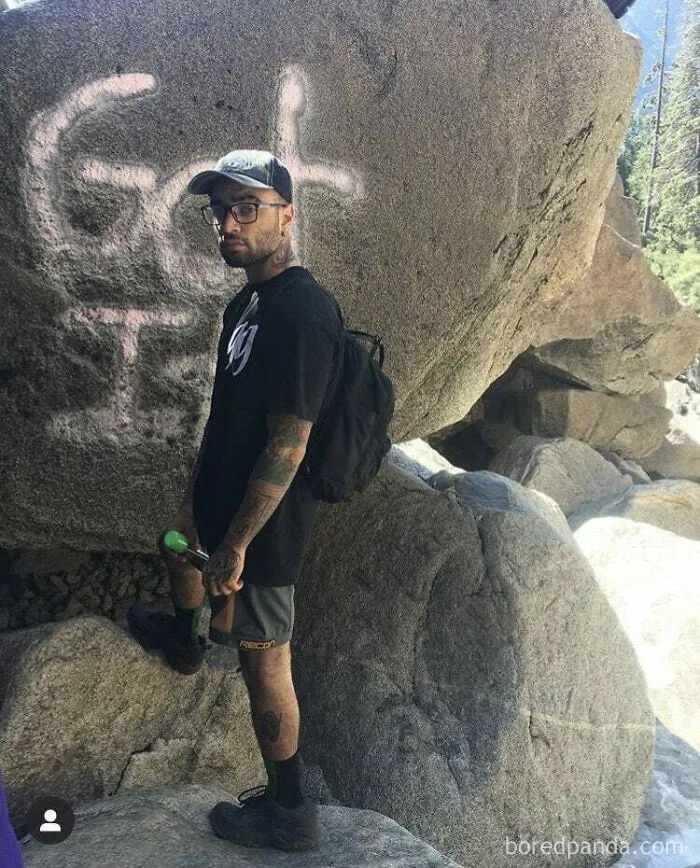This Guy Spray Painting Rocks In Yosemite