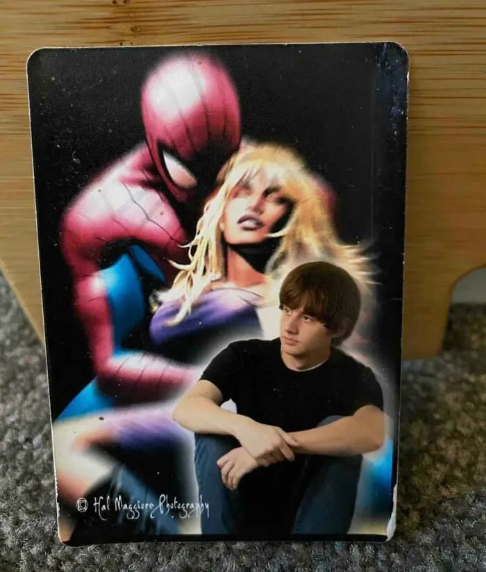 15 Years Ago We Called Our Senior Photos, "Senior Sweeties". I Only Had 75 Of These Bad Boys Printed And I Thought They Were Lost Forever After I Handed Them Out Like Trading Cards. But One Of My Friends Sent Me This Picture The Other Day. This May Be The Last Smgulz Senior Sweeite In The Wild...