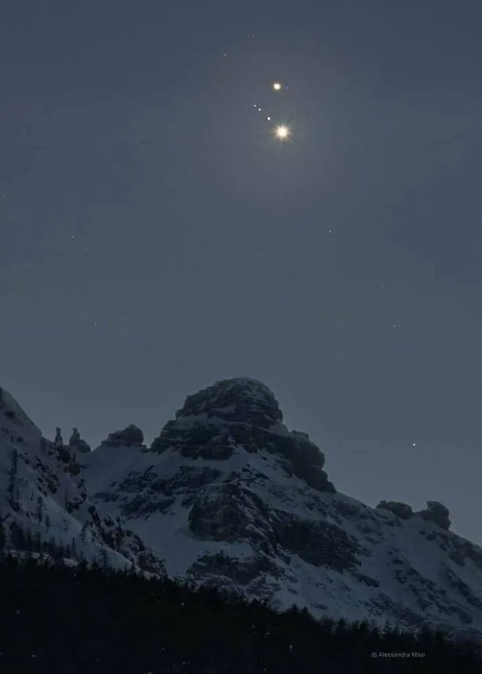 Jupiter And Saturn Alignment From Italy