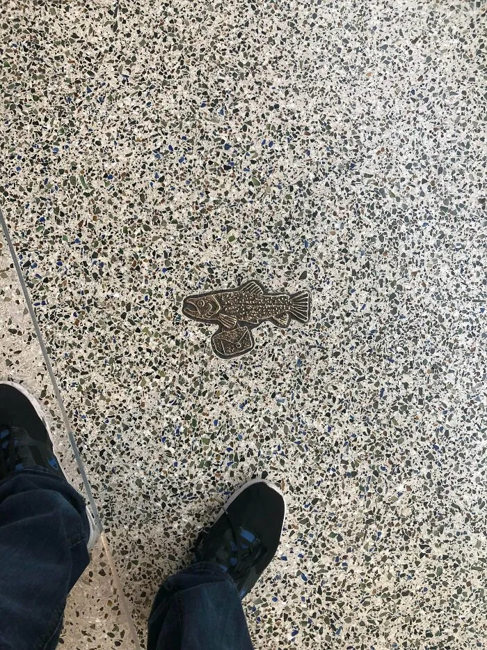 Hay un pez de bronce en el suelo en el Aeropuerto de Seattle, y tiene una maleta
