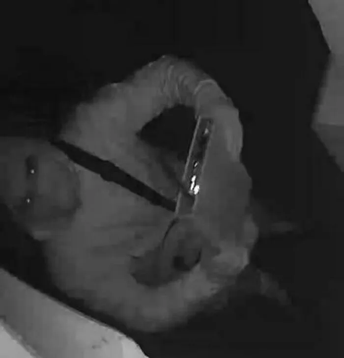 Mi cámara de seguridad pilló a este hombre con este aparato, escaneando algo. Vio la cámara y cambió de idea. ¿Qué hacía?