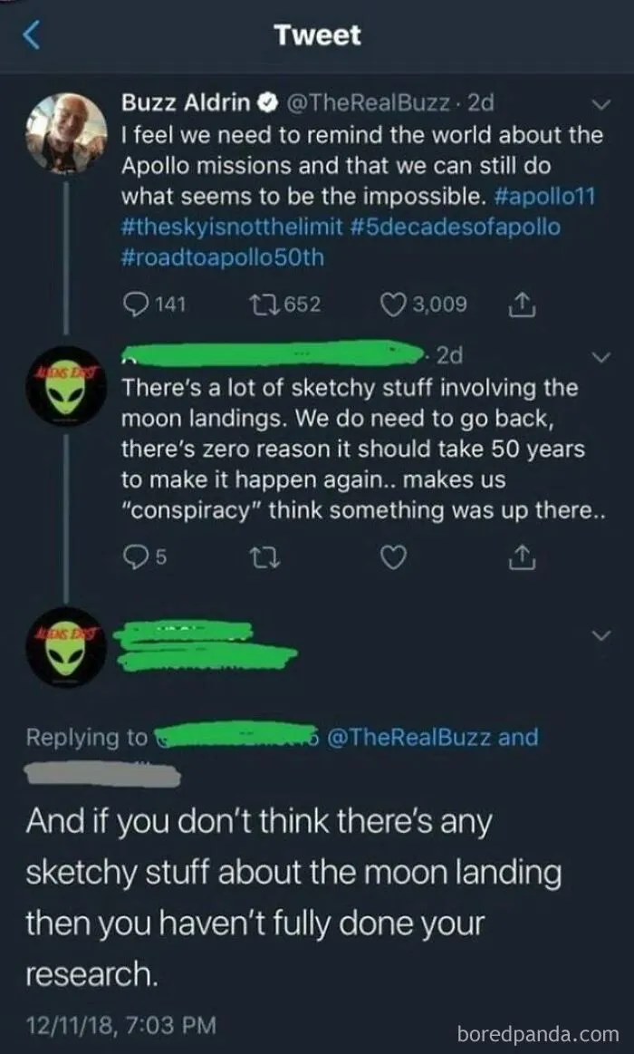 Telling Buzz Aldrin To "Do Your Research" On The Moon Landing