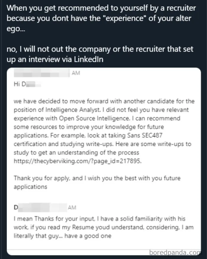 We Are Moving Forward With Another Candidate But Let Me Refer You Some Write-UPS That You Wrote Because I Can't Do Basic Research
