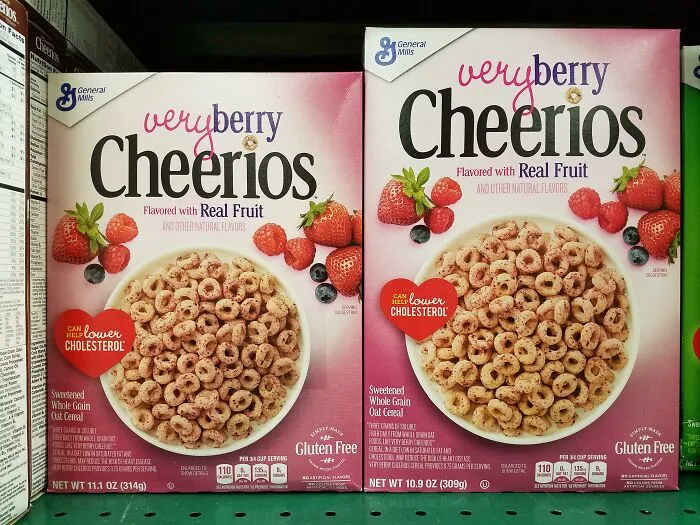 La nueva caja de cereales es un 11% más alta con un 1.6% menos de cereales