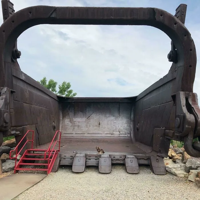 World's Largest Dragline Bucket. Moved 650,000 Lbs Per Scoop. Dog For Scale